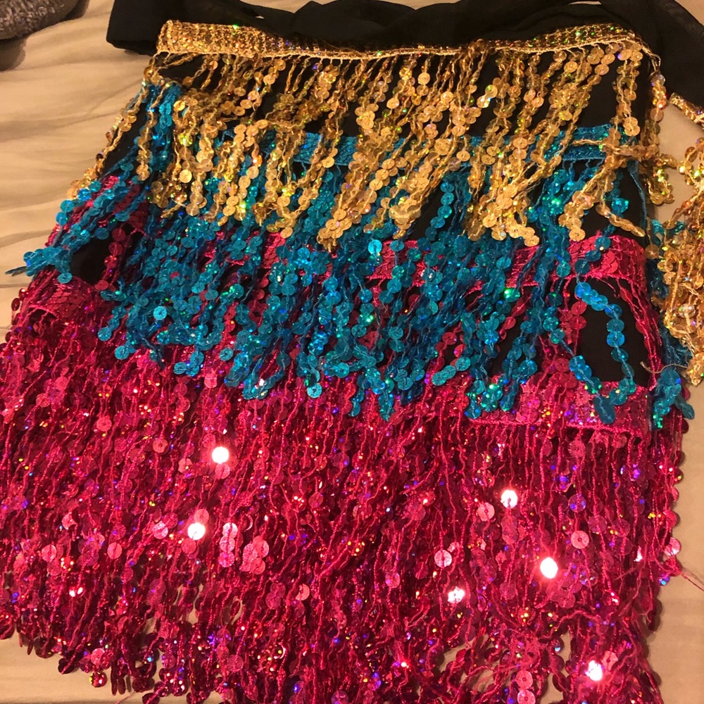 Rave Sequin Fringe Skirt